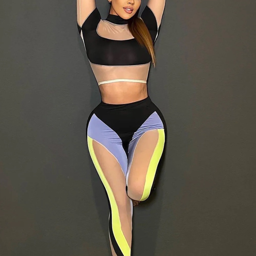 Fashion Nova Black and Yellow Leggings SET